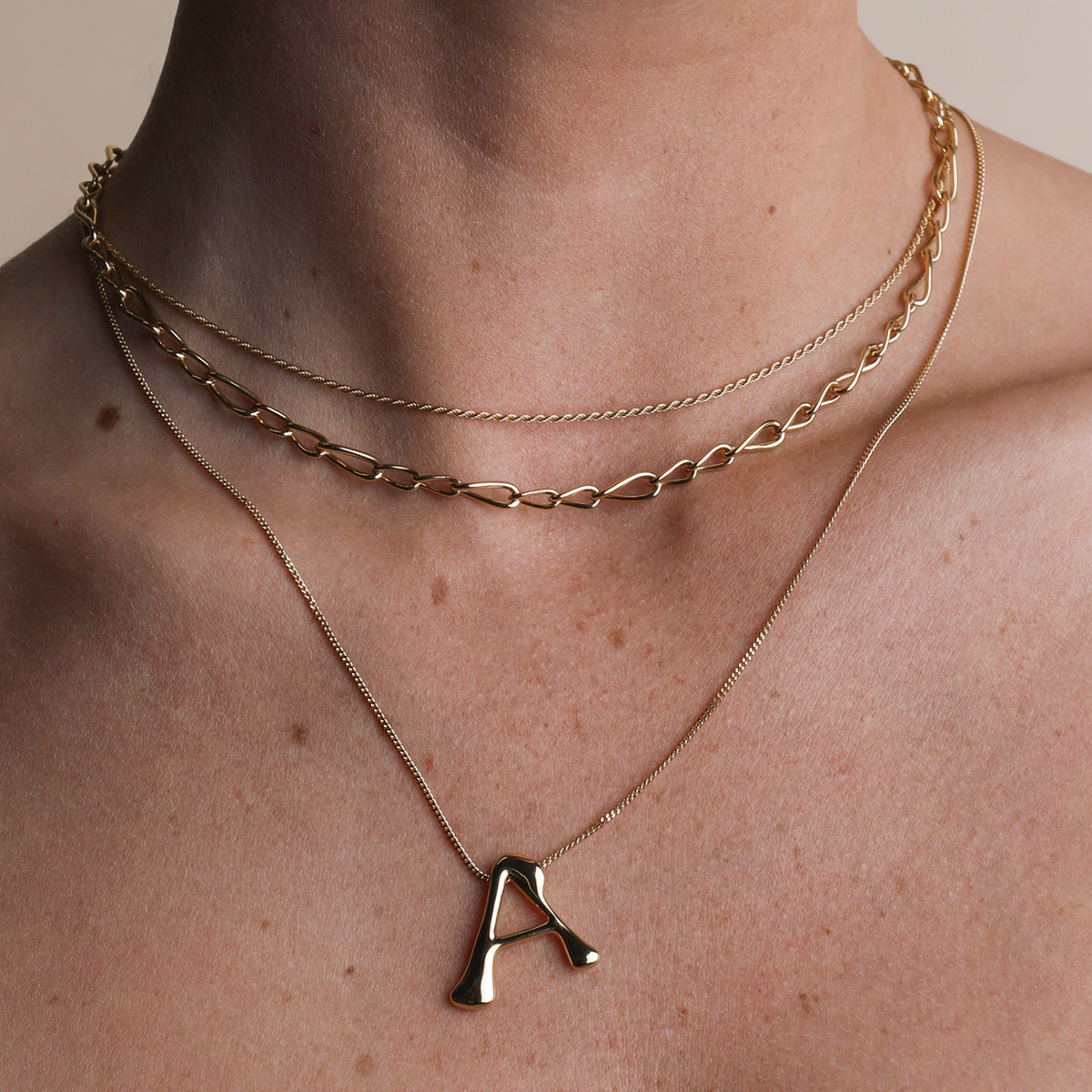 Initial Bold Pendant Necklaces