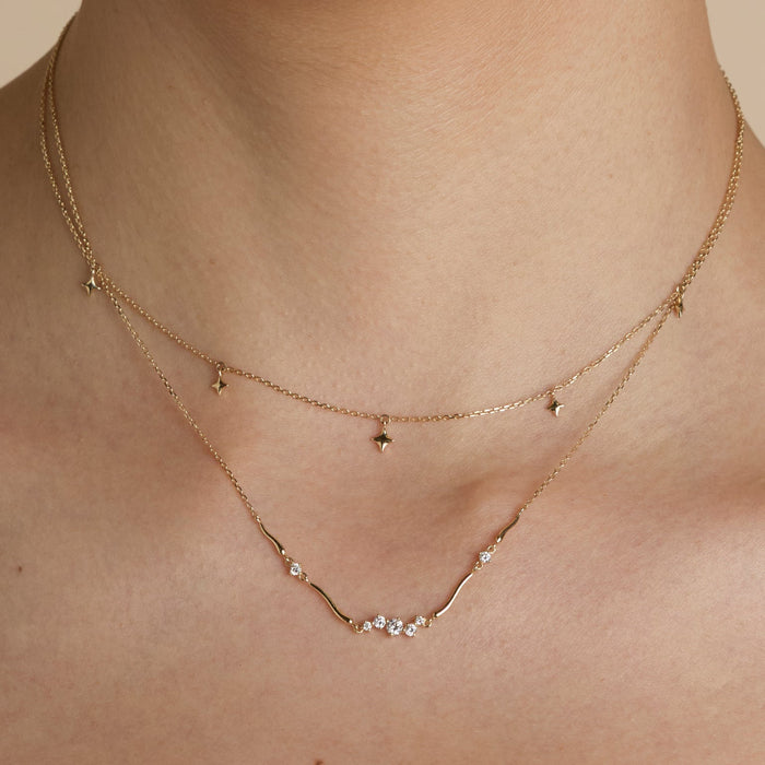 Worn shot of the Solid Gold 14k Twilight Necklace