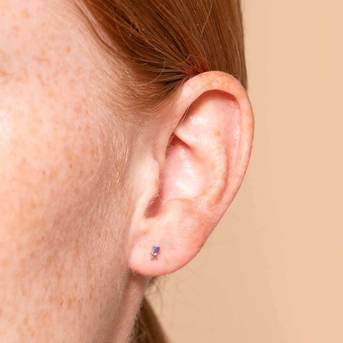 Birthstone Earrings - December Tanzanite Birthstone Earrings in Solid White Gold - Stud Earrings - Astrid & Miyu