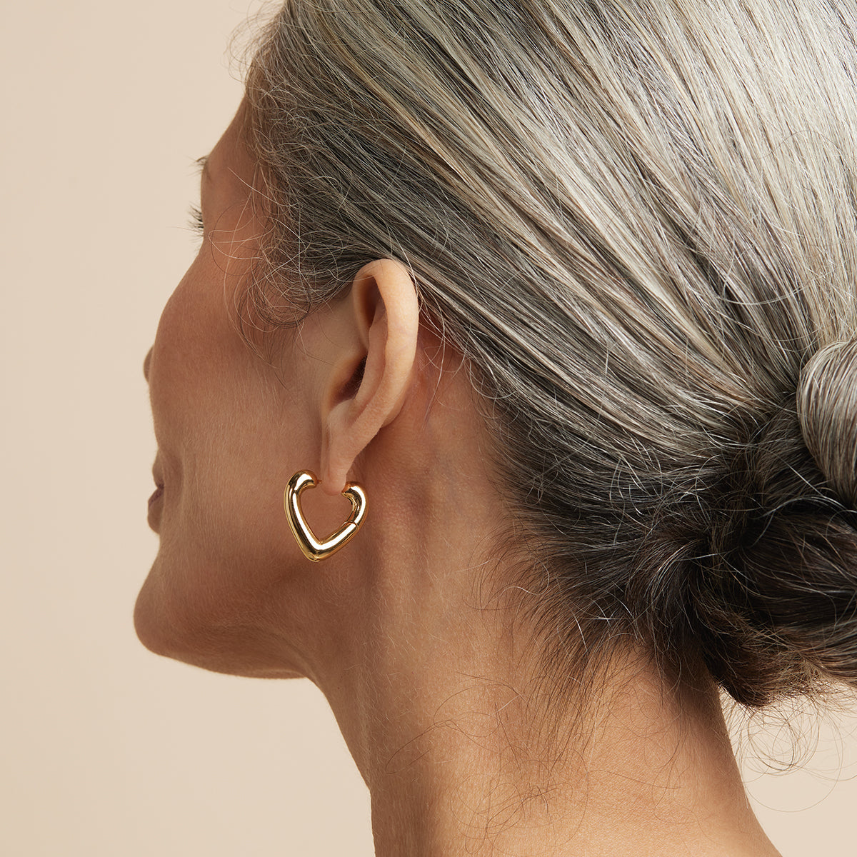 Heart Open Hoops in Gold