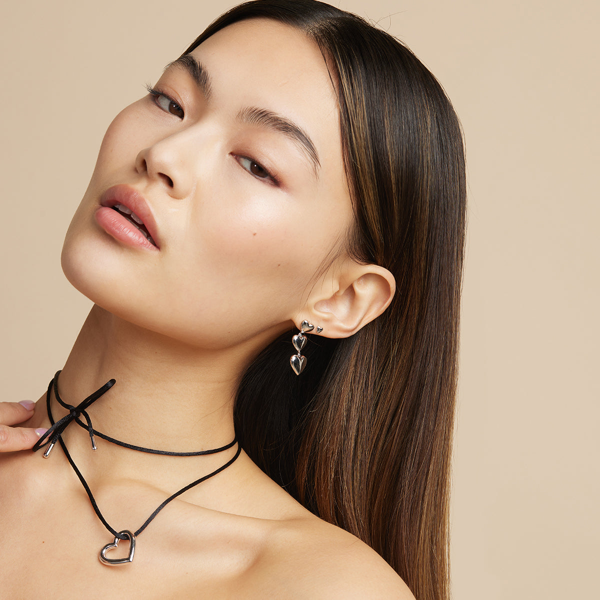 Heart Stud Earrings in Silver