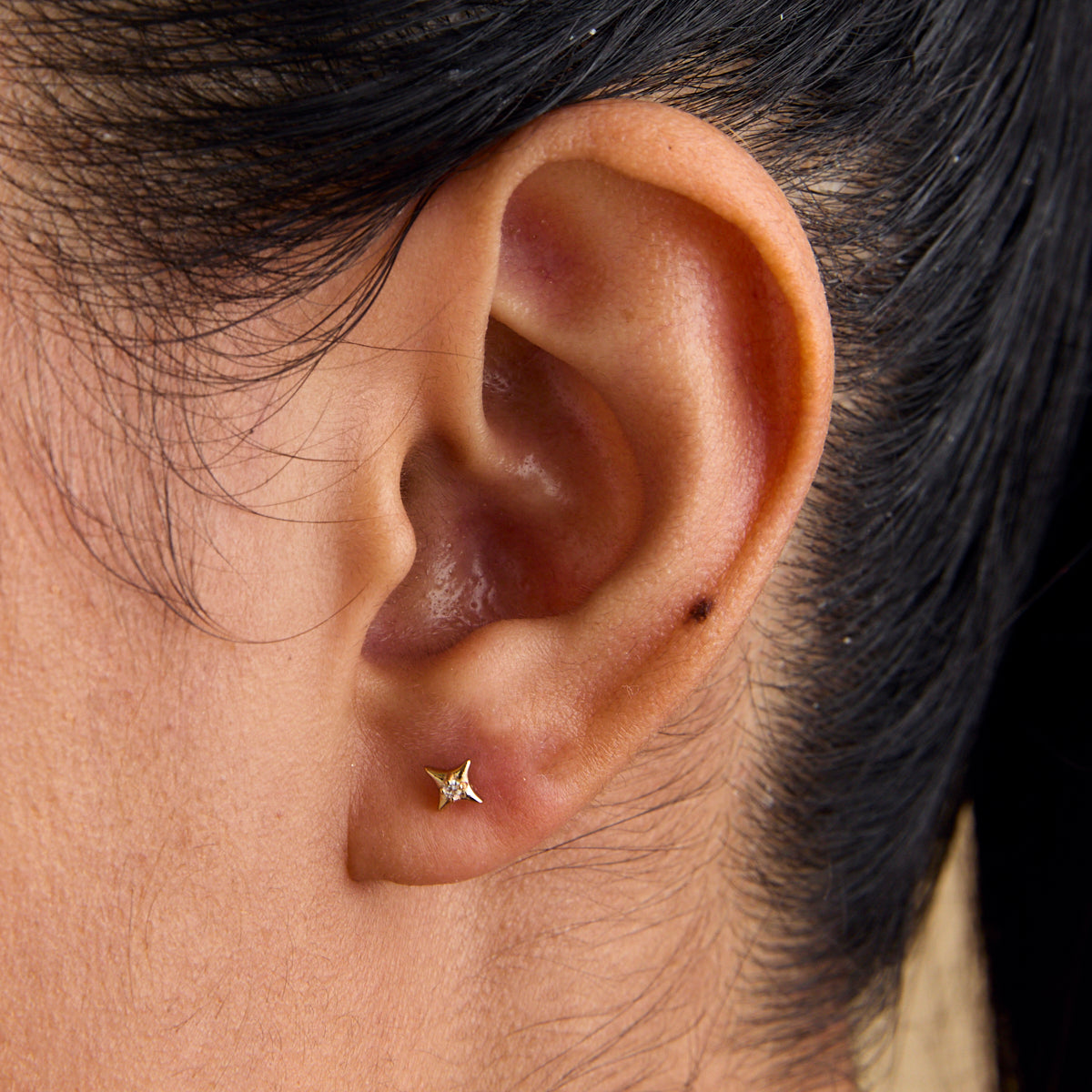 Cosmic Star Gem Stud Earrings in Gold