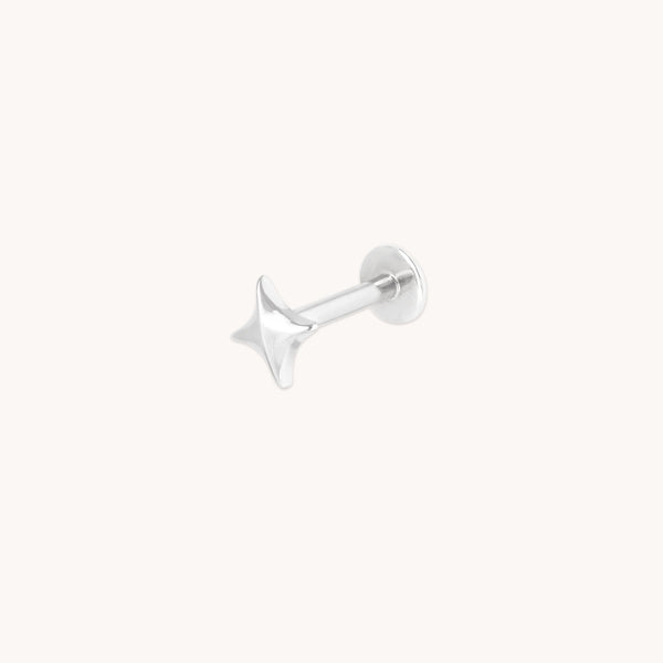 Cosmic Star Piercing Stud in Solid White Gold