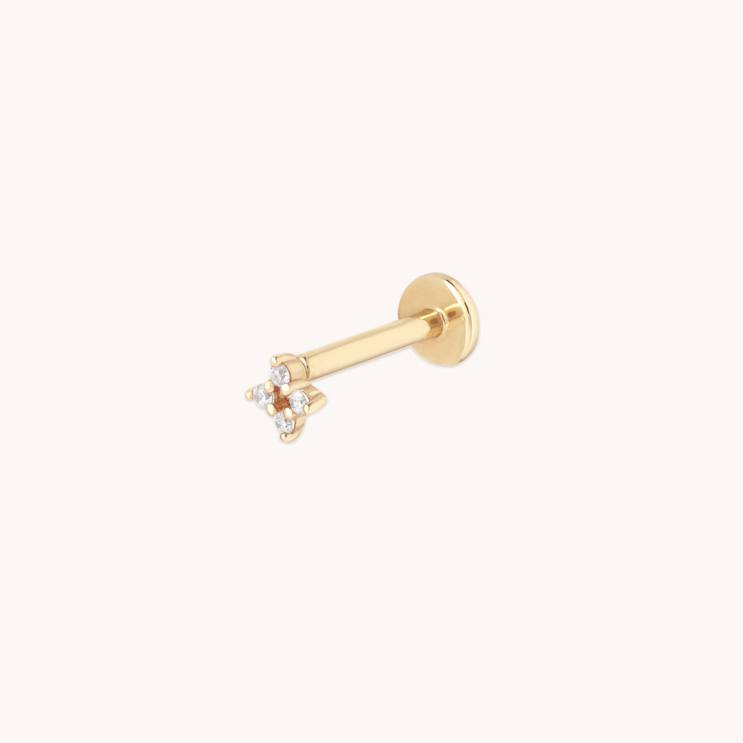 Cosmic Star Crystal Piercing Stud in Solid Gold