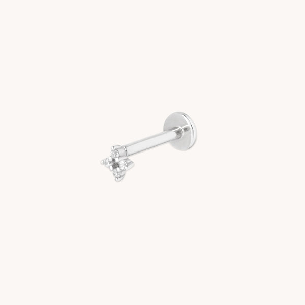 Cosmic Star Crystal Piercing Stud in Solid White Gold