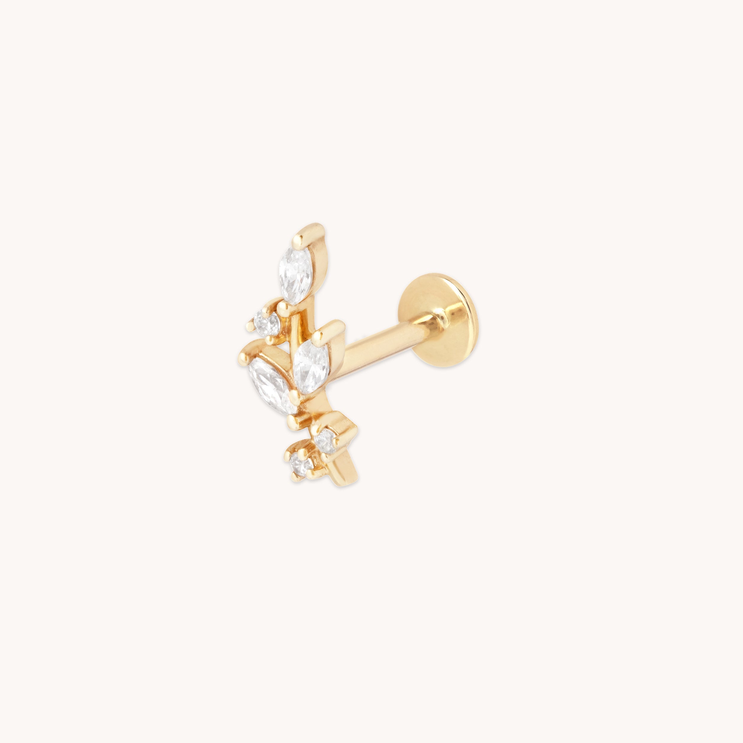 Botanical Piercing Stud in Solid Gold