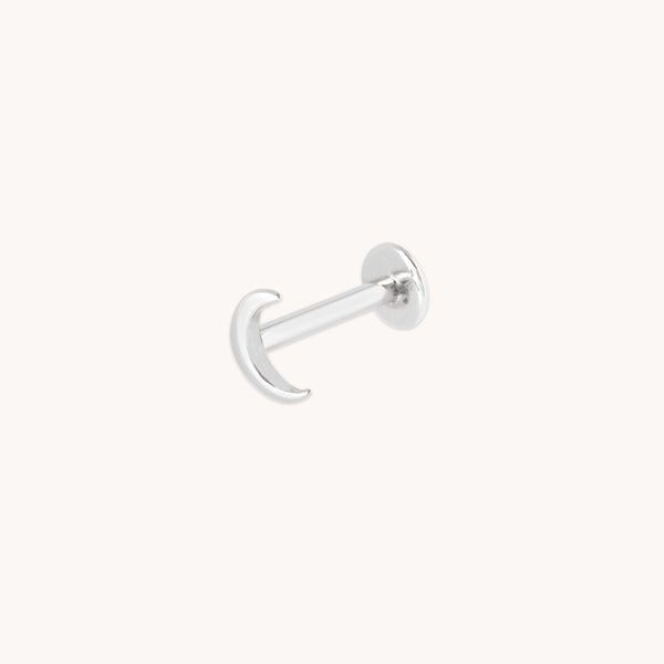 Moon Piercing Stud in Solid White Gold