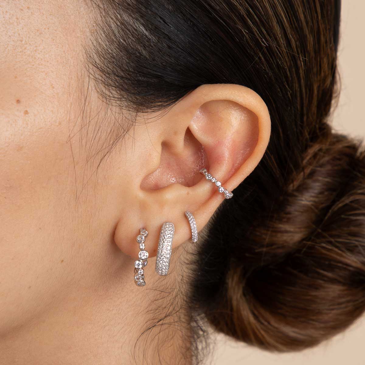 Gleam Crystal Hoops in Silver