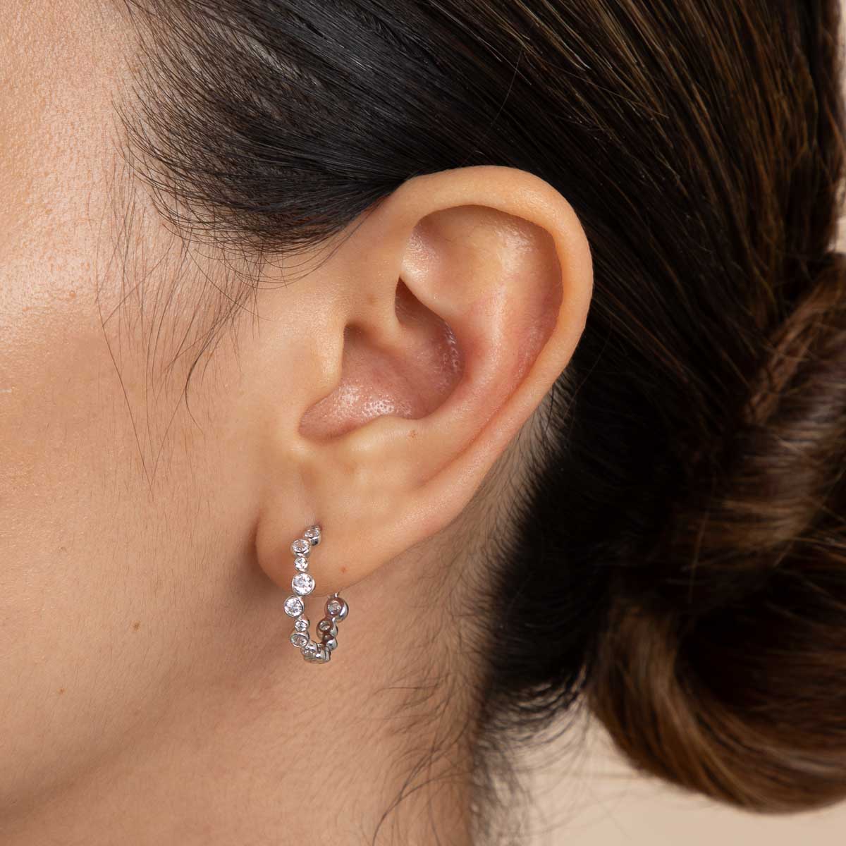 Gleam Crystal Hoops in Silver