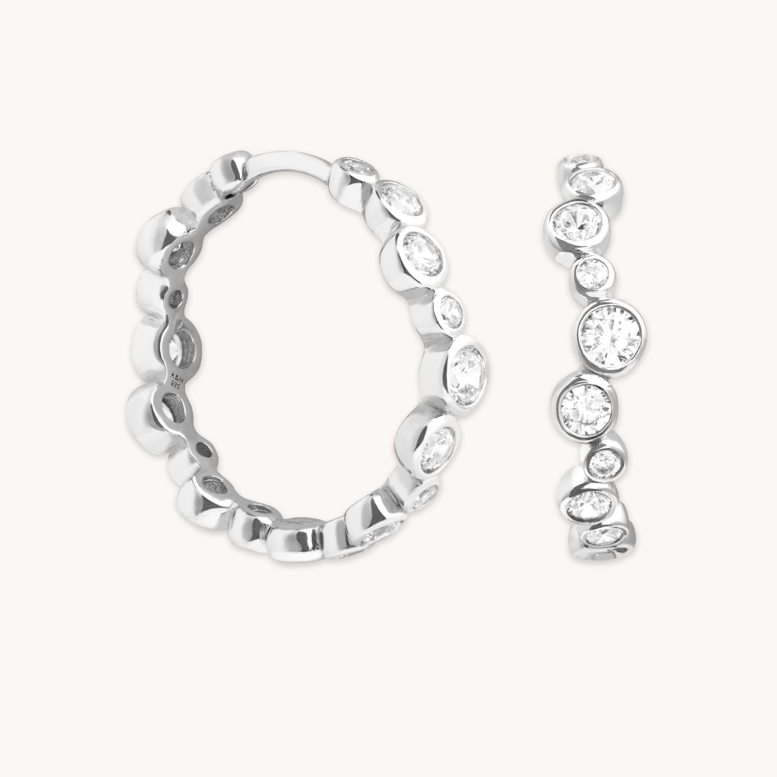 Gleam Crystal Hoops in Silver