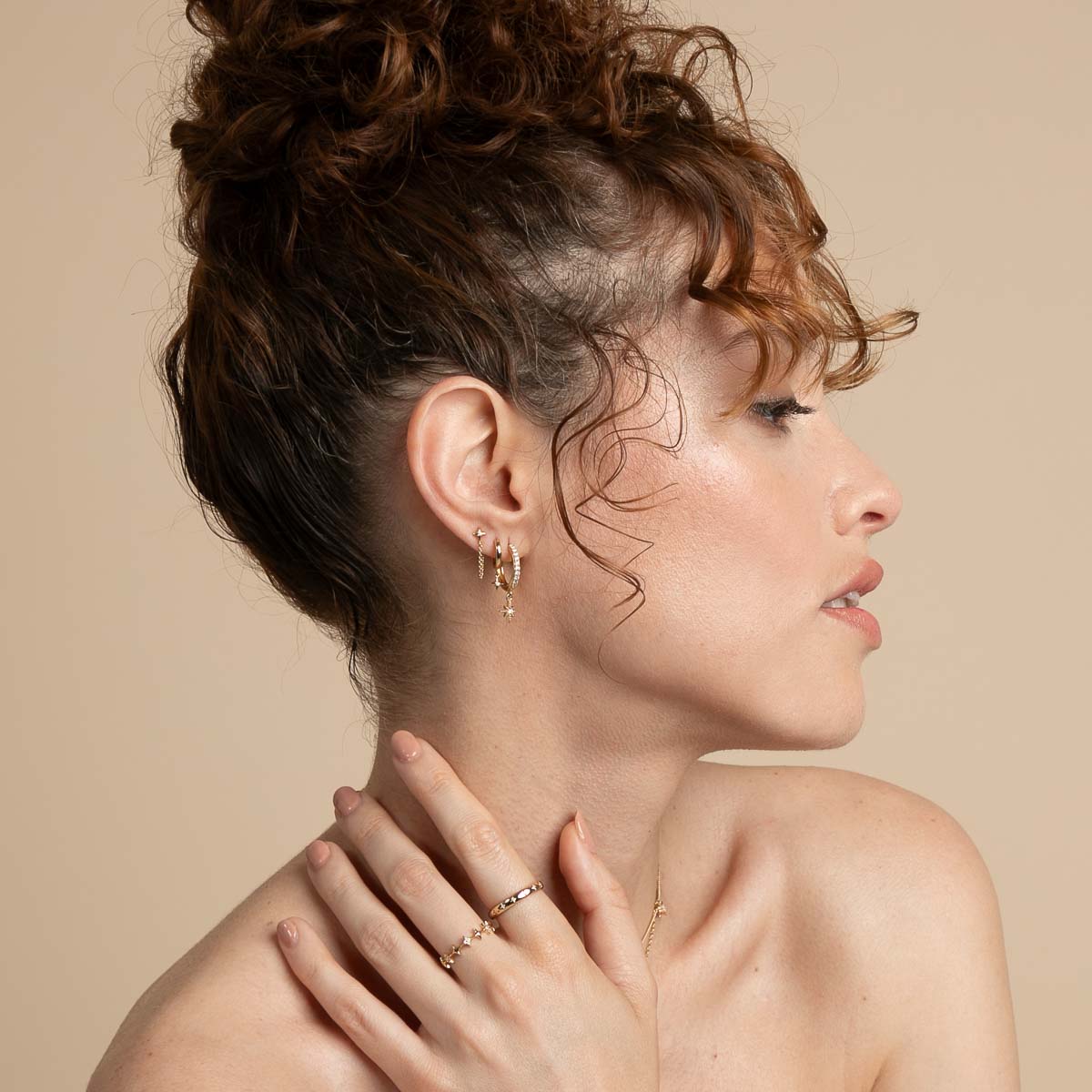 Cosmic Star Charm Huggies in Gold