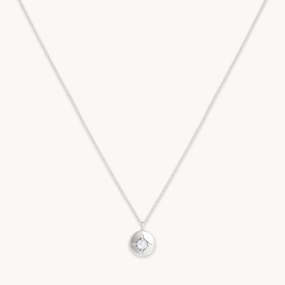 April White Topaz - April White Topaz Birthstone Necklace in Solid White Gold - Pendant Necklace - Astrid & Miyu