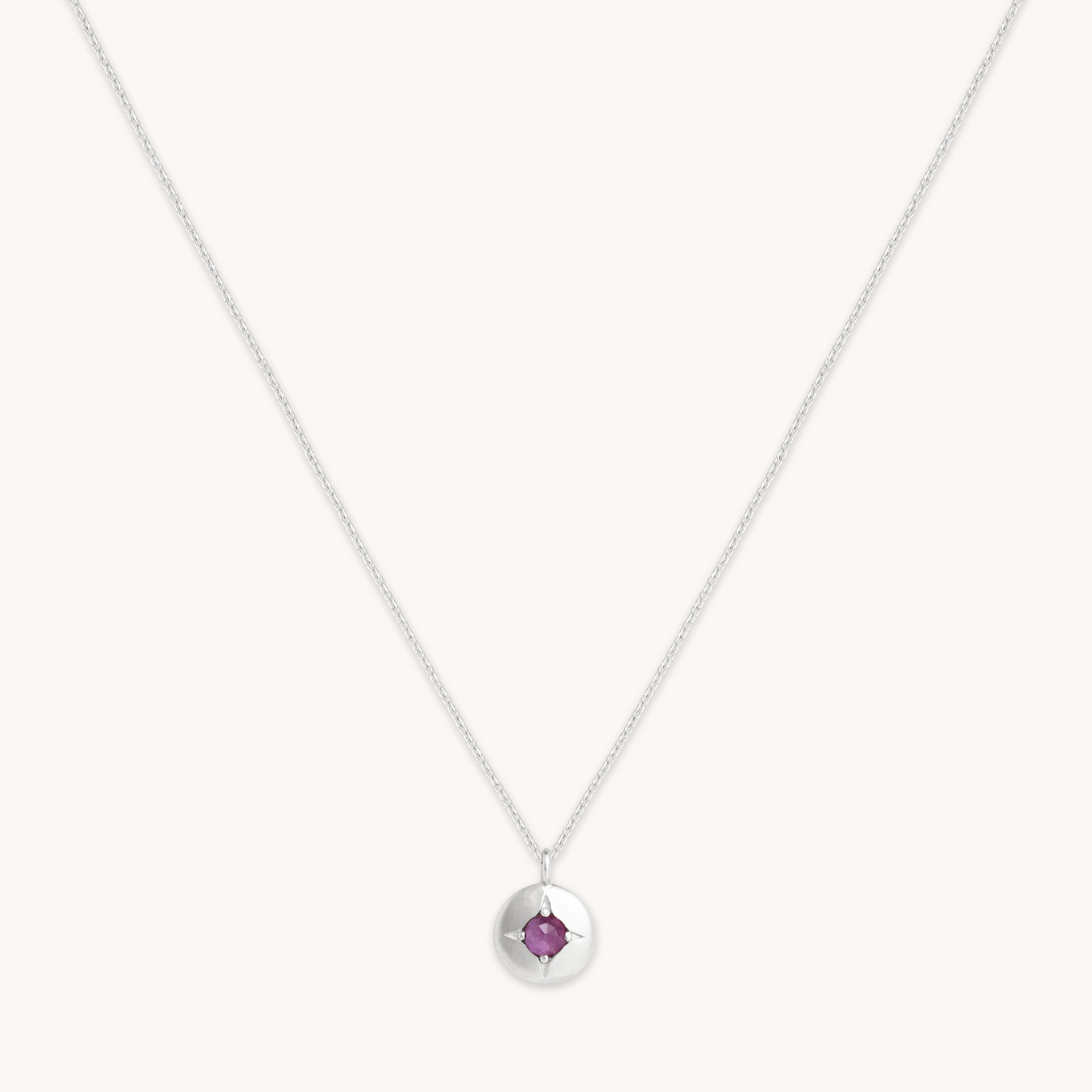 February Amethyst Birthstone Necklace in Solid White Gold