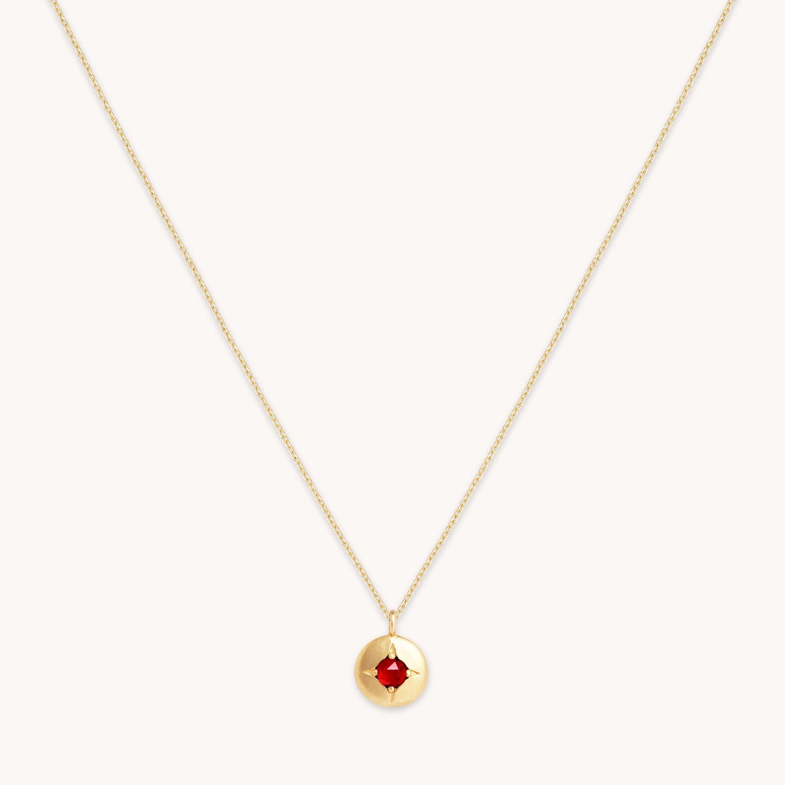 Birthstone Jewellery - January Garnet Birthstone Necklace in Solid Gold - Pendant Necklace - Astrid & Miyu