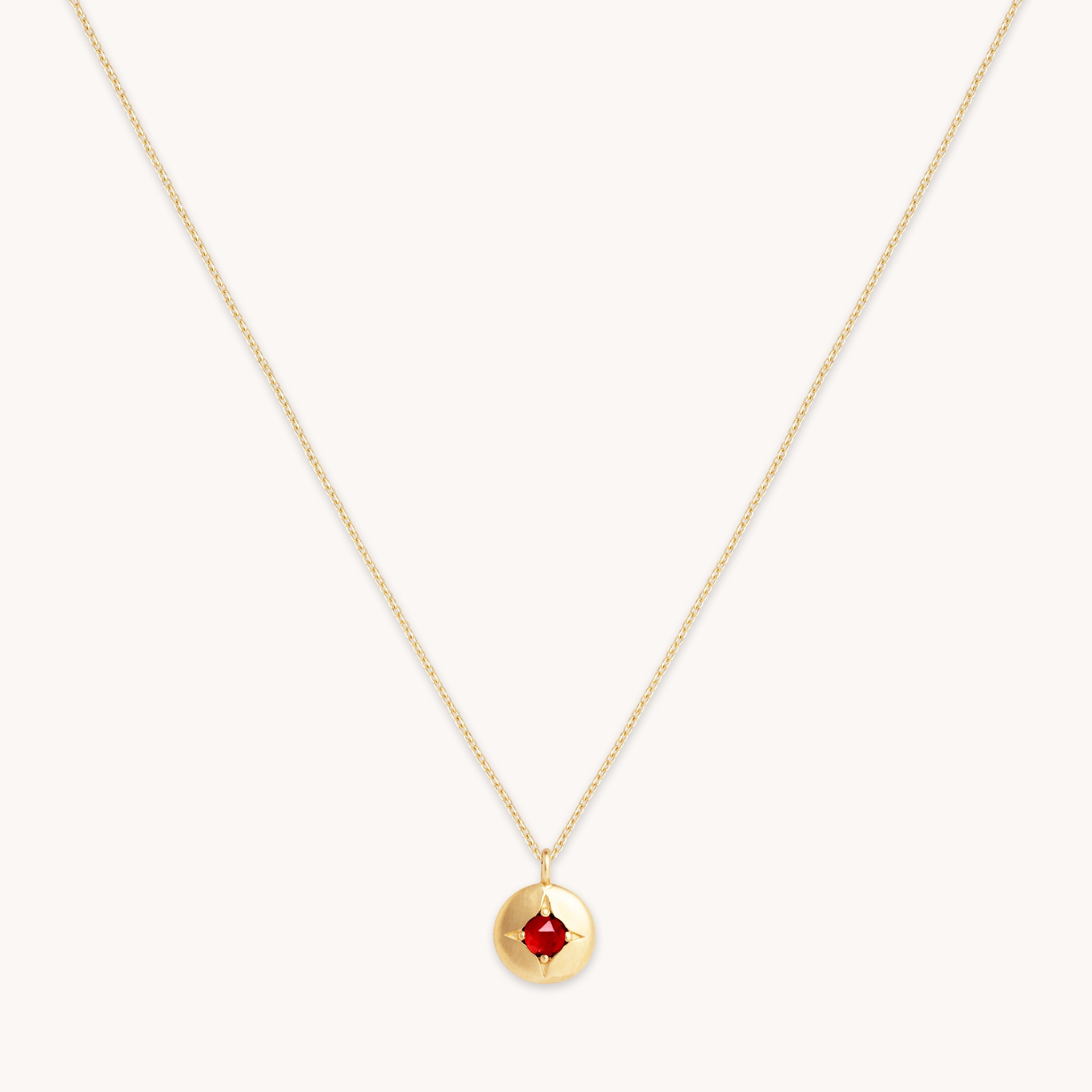 Birthstone Jewellery - January Garnet Birthstone Necklace in Solid Gold - Pendant Necklace - Astrid & Miyu