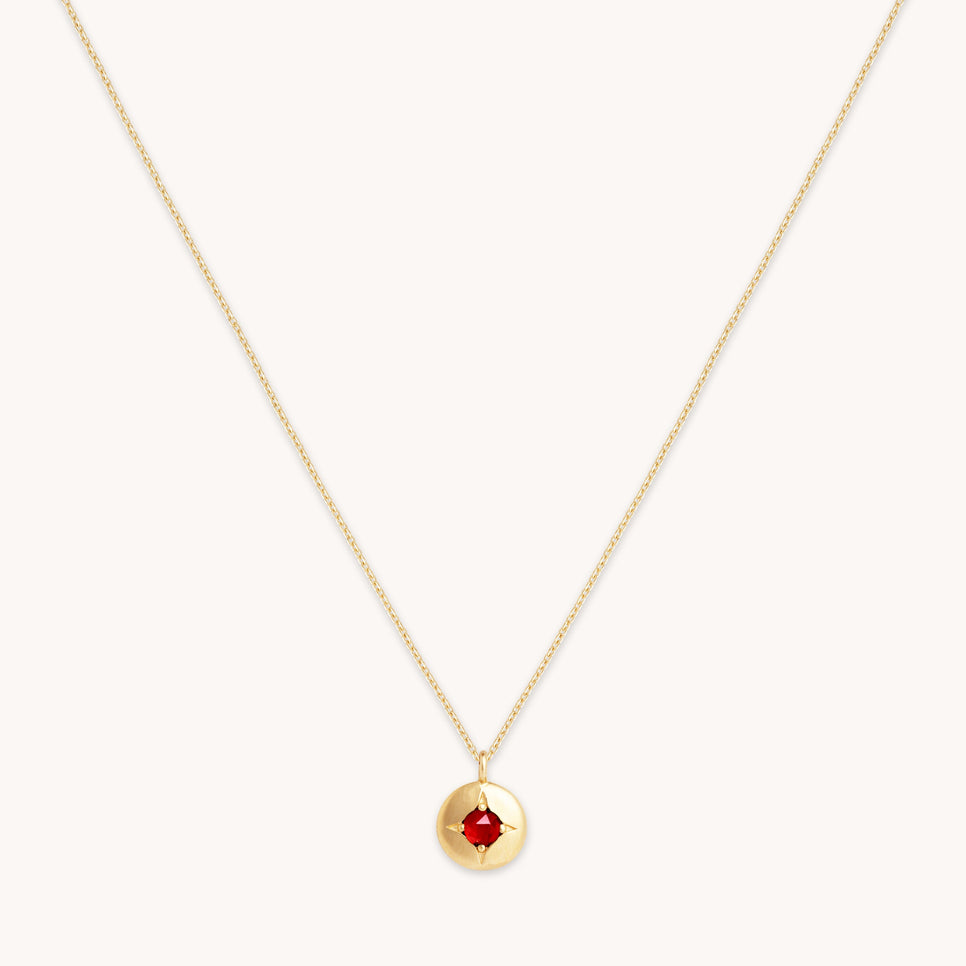 Birthstone Jewellery - January Garnet Birthstone Necklace in Solid Gold - Pendant Necklace - Astrid & Miyu