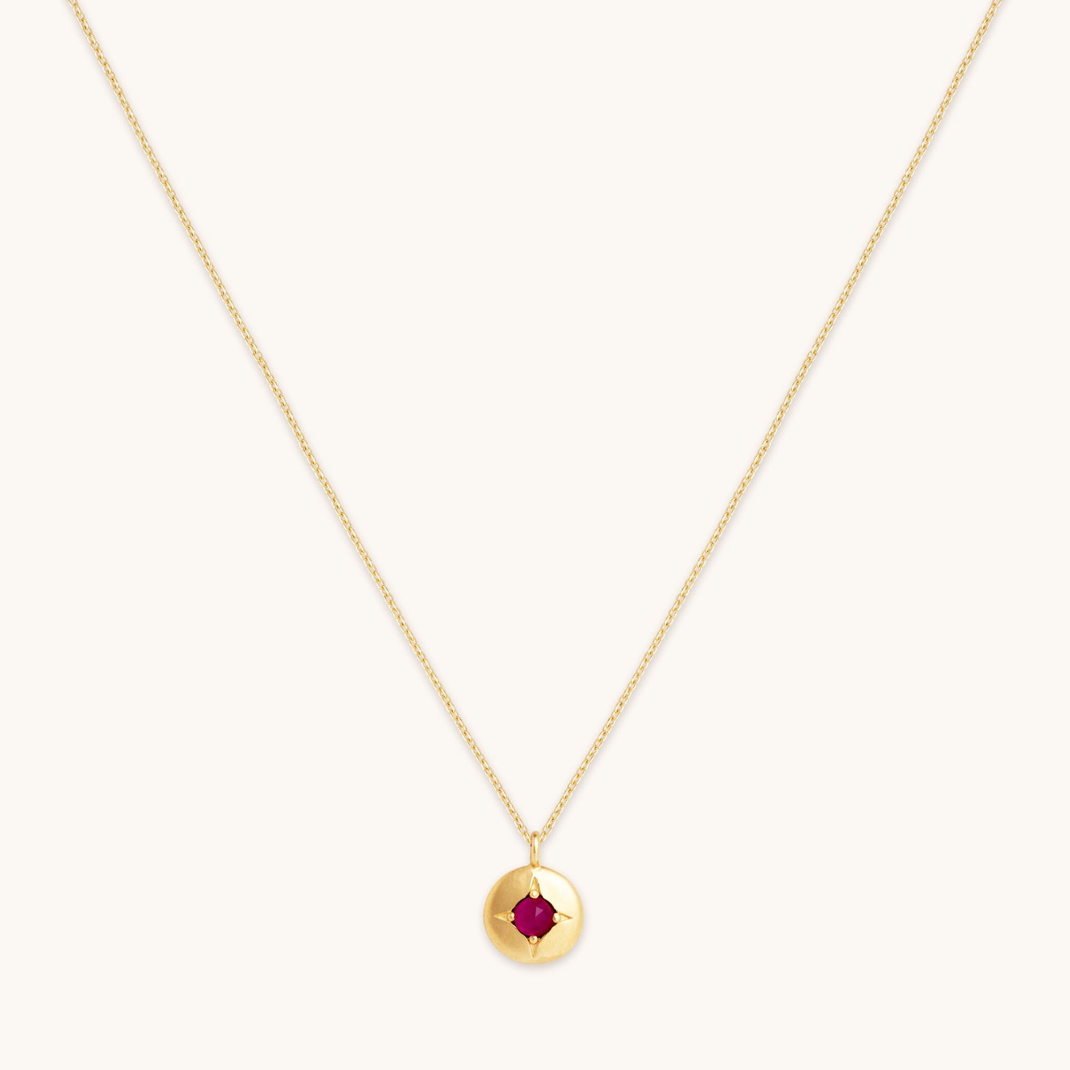 Gemstone Jewellery - July Ruby Birthstone Necklace in Solid Gold - Pendant Necklace - Astrid & Miyu