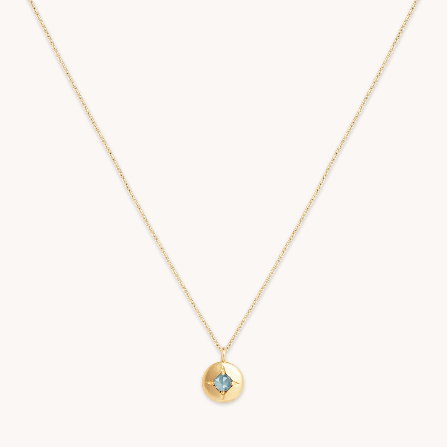 Birthstone Jewellery - March Aquamarine Birthstone Necklace in Solid Gold - Pendant Necklace - Astrid & Miyu