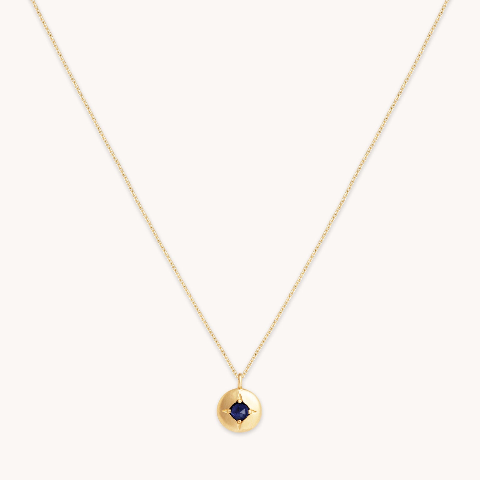Birthstone Jewellery - September Sapphire Birthstone Necklace in Solid Gold - Pendant Necklace - Astrid & Miyu