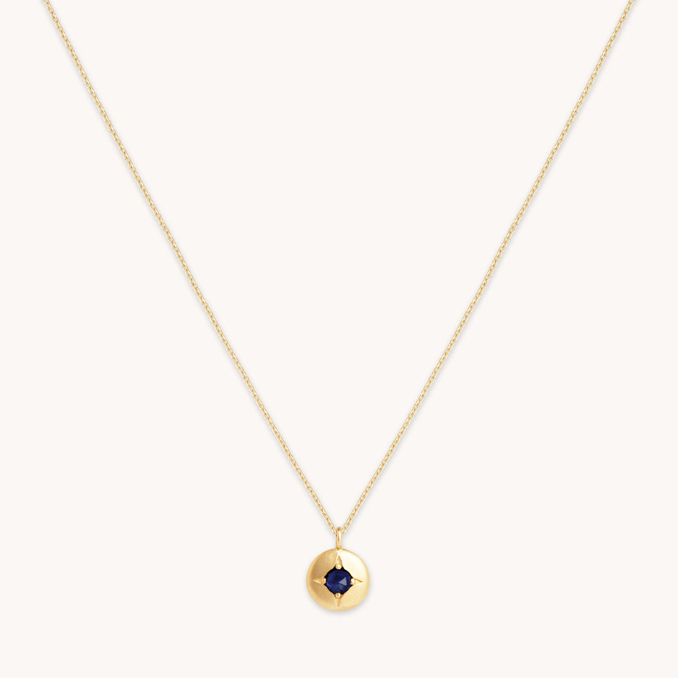 Birthstone Jewellery - September Sapphire Birthstone Necklace in Solid Gold - Pendant Necklace - Astrid & Miyu