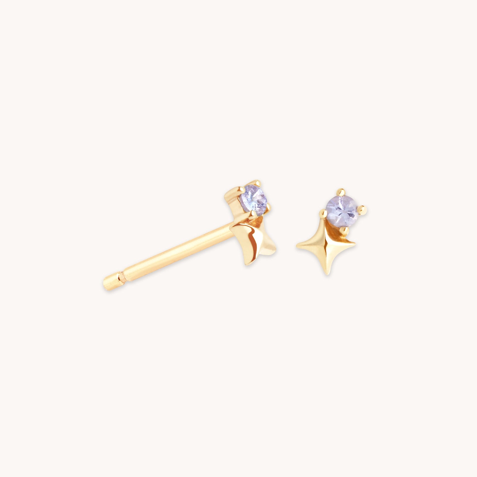Birthstone Earrings - December Tanzanite Birthstone Earrings in Solid Gold - Stud Earrings - Astrid & Miyu