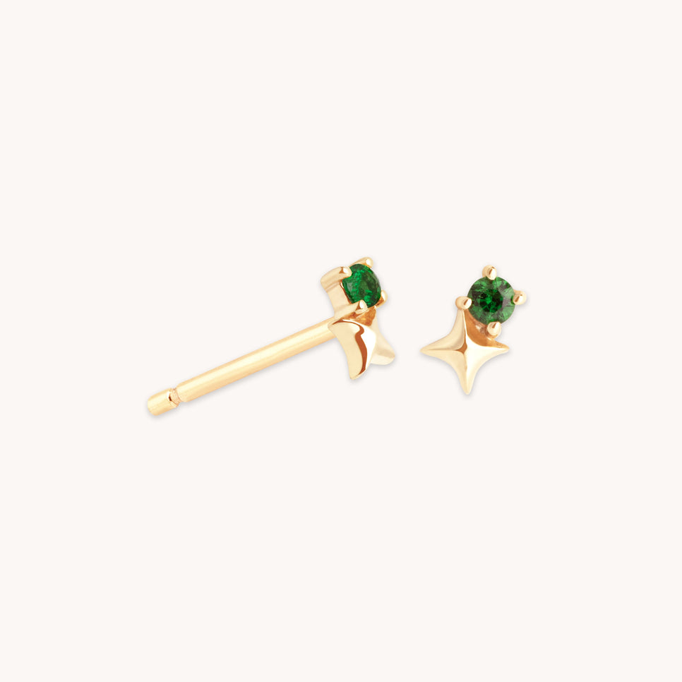 Birthstone Earrings - May Tsavorite Birthstone Earrings in Solid Gold - Stud Earrings - Astrid & Miyu