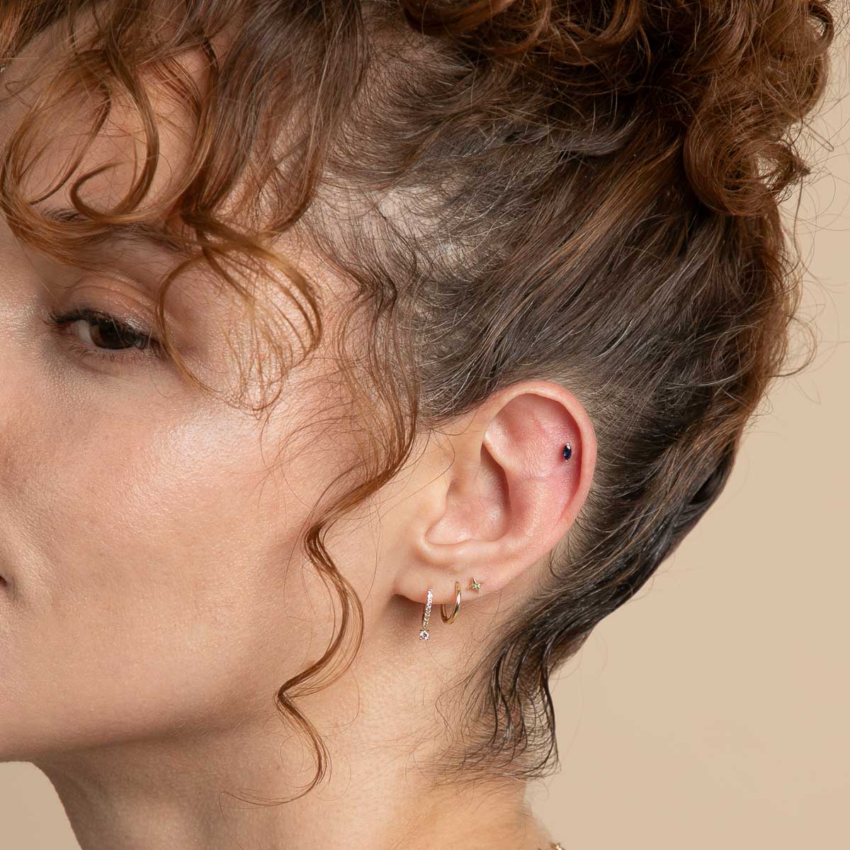 Sapphire Marquise Piercing Stud in Solid Gold