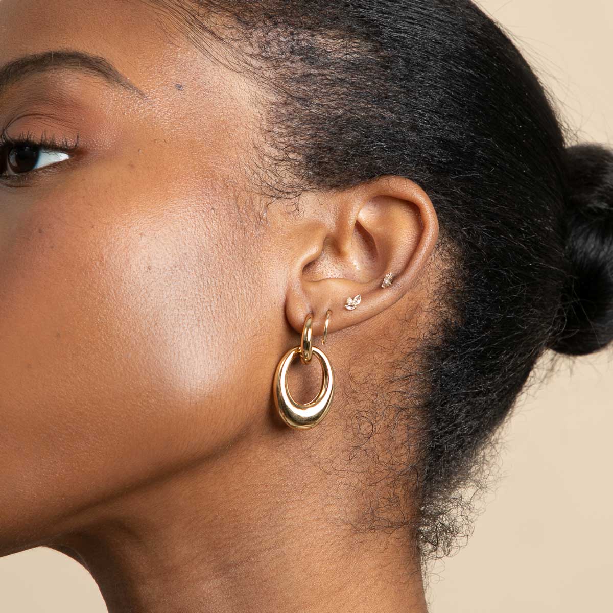 18k Gold Plated Jewellery - Dome Link Hoops in Gold - Hoop Earrings - Astrid & Miyu