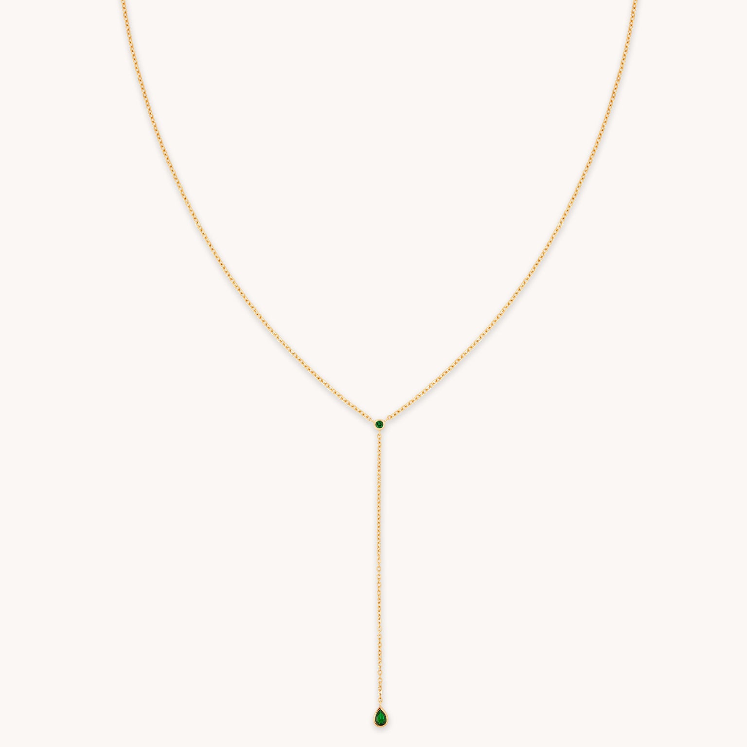 Green Topaz Lariat Necklace in Gold