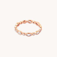 Navette Crystal Band Ring in Rose Gold