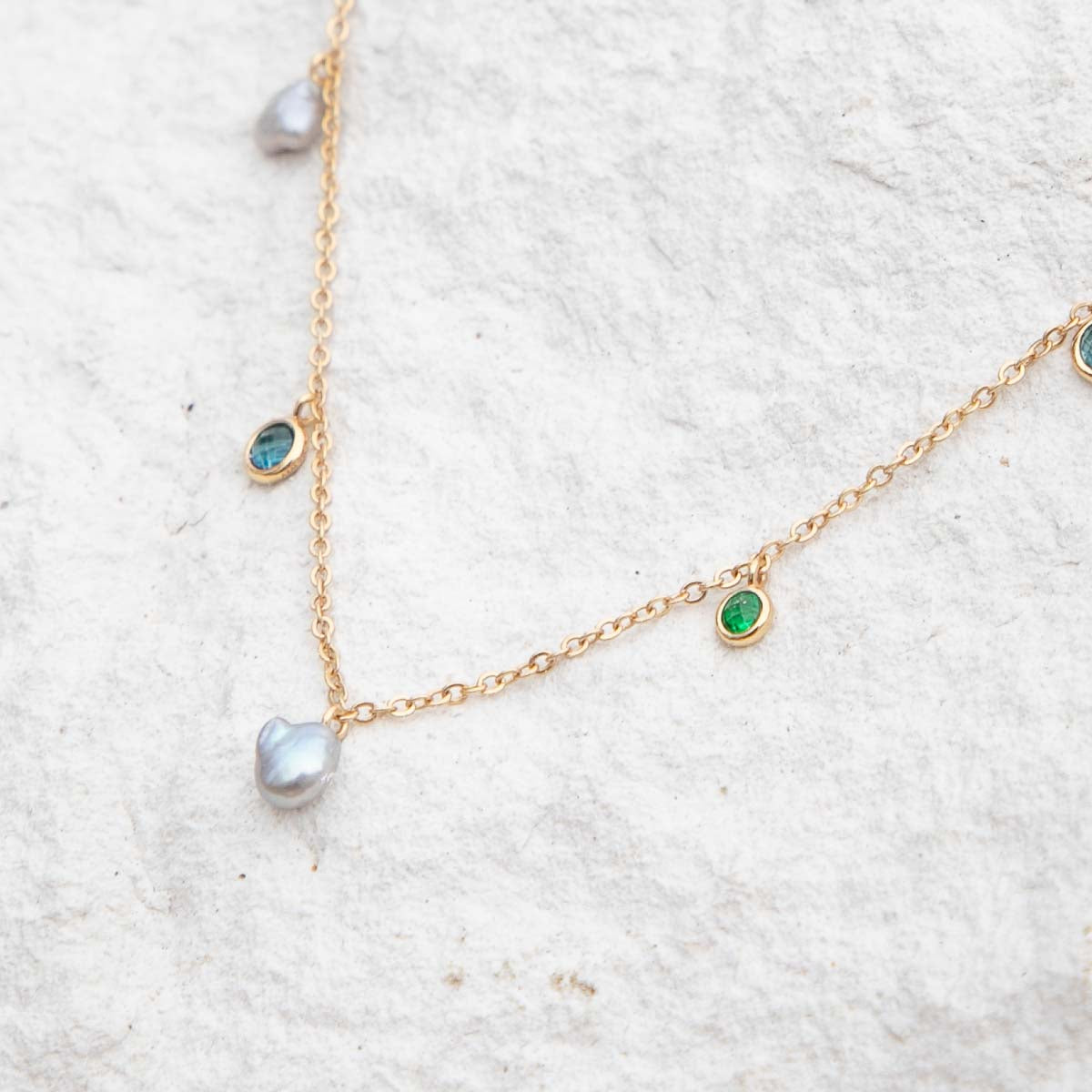 Tranquility Pearl Charm Necklace in Gold