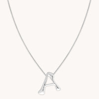 A Initial Bold Pendant Necklace in Silver