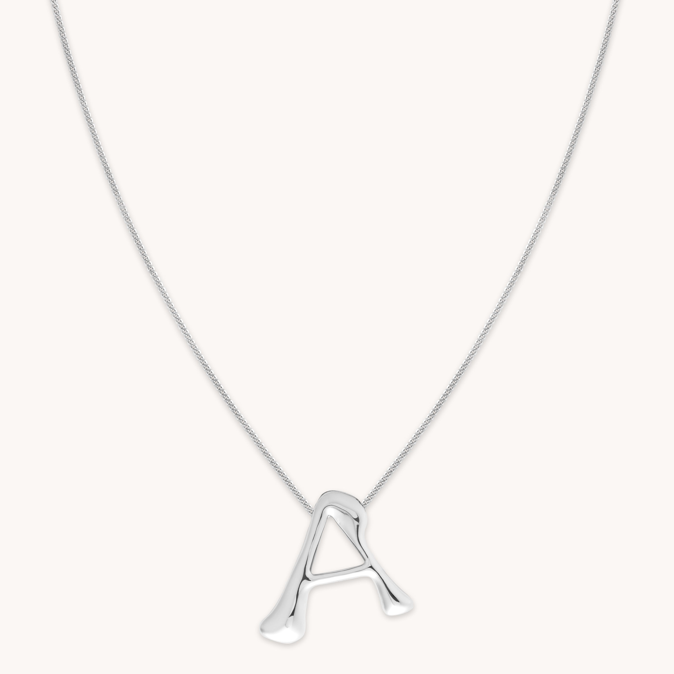 A Initial Bold Pendant Necklace in Silver