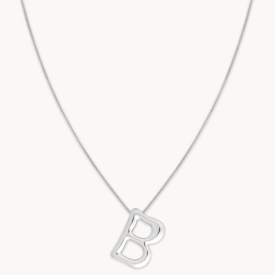 Initial Pendant Necklaces - B Initial Bold Pendant Necklace in Silver - Pendant Necklace - Astrid & Miyu