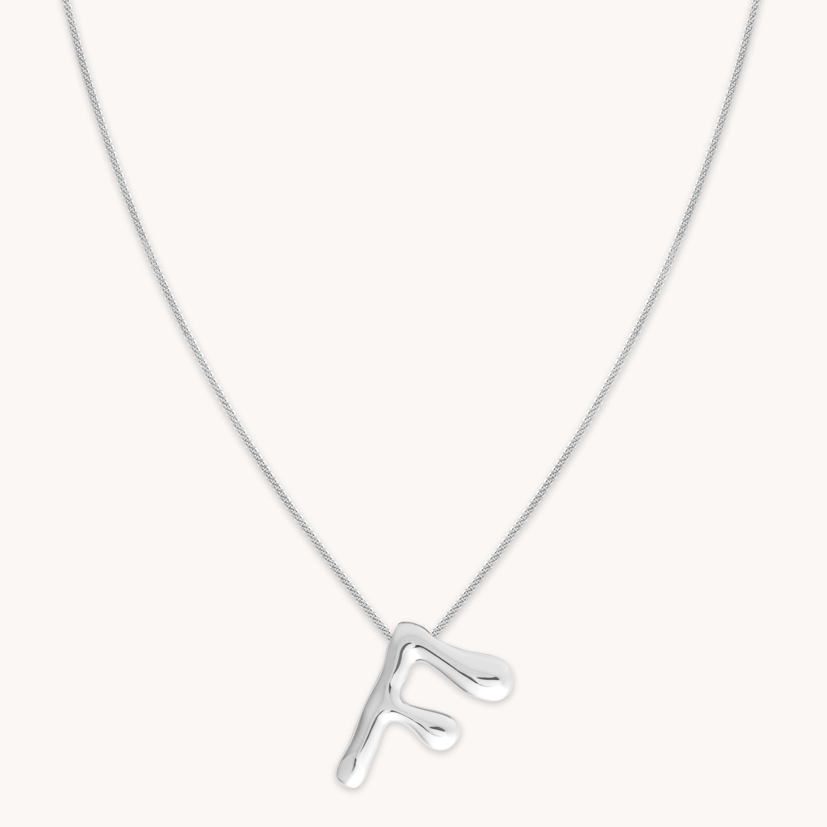 Initial Pendant Necklaces - F Initial Bold Pendant Necklace in Silver - Pendant Necklace - Astrid & Miyu