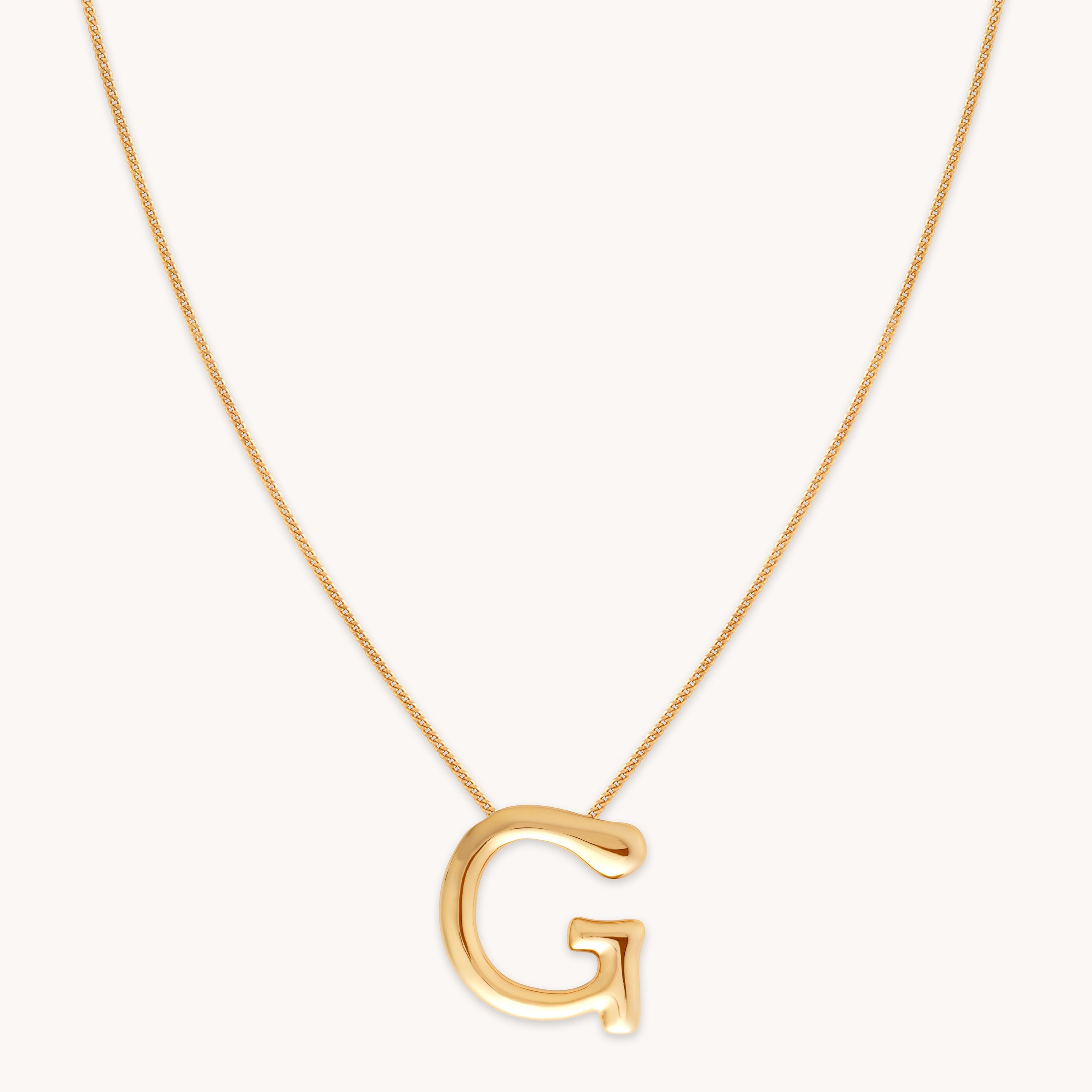 18k Gold Plated Jewellery - G Initial Bold Pendant Necklace in Gold - Pendant Necklace - Astrid & Miyu