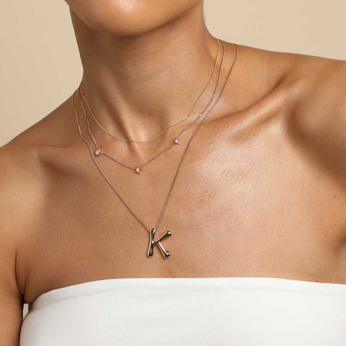 K Initial Bold Pendant Necklace in Gold