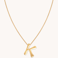 18k Gold Plated Jewellery - K Initial Bold Pendant Necklace in Gold - Pendant Necklace - Astrid & Miyu