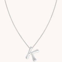 K Initial Bold Pendant Necklace in Silver