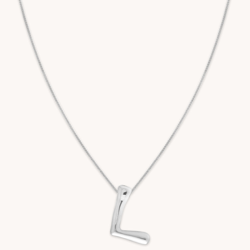 Mother's Day Jewellery Gifts - L Initial Bold Pendant Necklace in Silver - Pendant Necklace - Astrid & Miyu