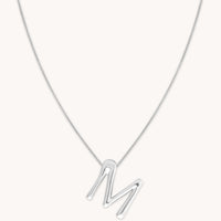 Initial Pendant Necklaces - M Initial Bold Pendant Necklace in Silver - Pendant Necklace - Astrid & Miyu