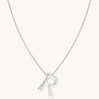 Necklaces & Bracelets - R Initial Bold Pendant Necklace in Silver - Pendant Necklace - Astrid & Miyu