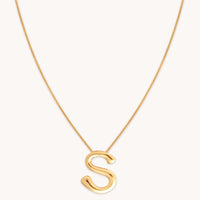18k Gold Plated Jewellery - S Initial Bold Pendant Necklace in Gold - Pendant Necklace - Astrid & Miyu
