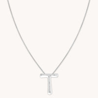 Necklaces & Bracelets - T Initial Bold Pendant Necklace in Silver - Pendant Necklace - Astrid & Miyu
