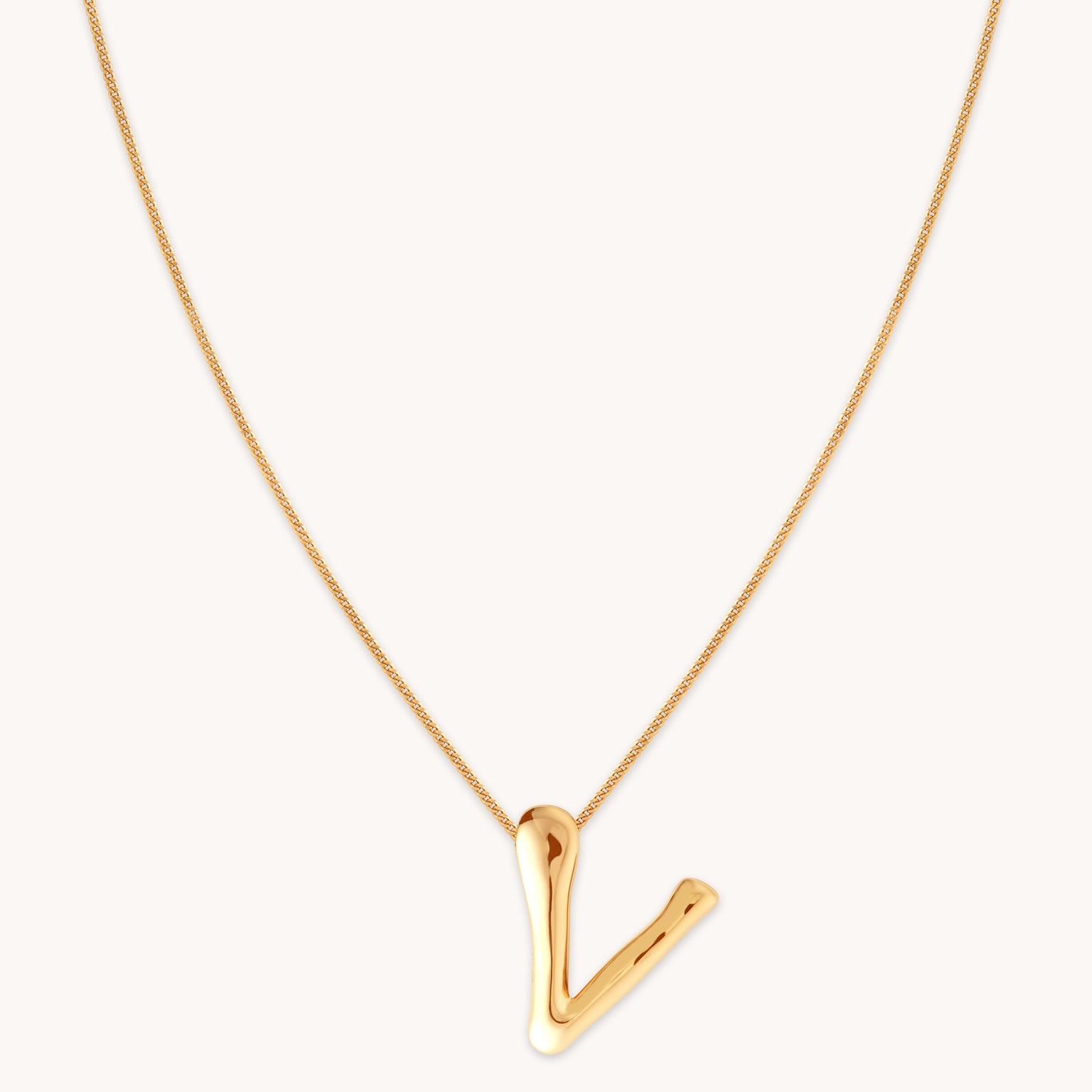 18k Gold Plated Jewellery - V Initial Bold Pendant Necklace in Gold - Pendant Necklace - Astrid & Miyu
