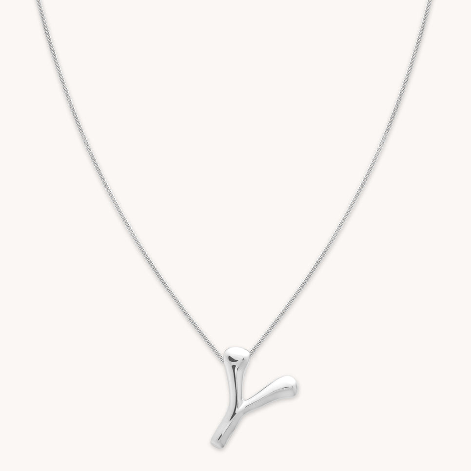 Necklaces & Bracelets - Y Initial Bold Pendant Necklace in Silver - Pendant Necklace - Astrid & Miyu