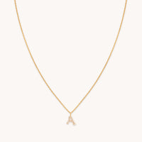 18k Gold Plated Jewellery - A Initial Pavé Pendant Necklace in Gold - Pendant Necklace - Astrid & Miyu