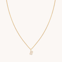 18k Gold Plated Jewellery - B Initial Pavé Pendant Necklace in Gold - Pendant Necklace - Astrid & Miyu