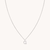 G Initial Pavé Pendant Necklace in Silver