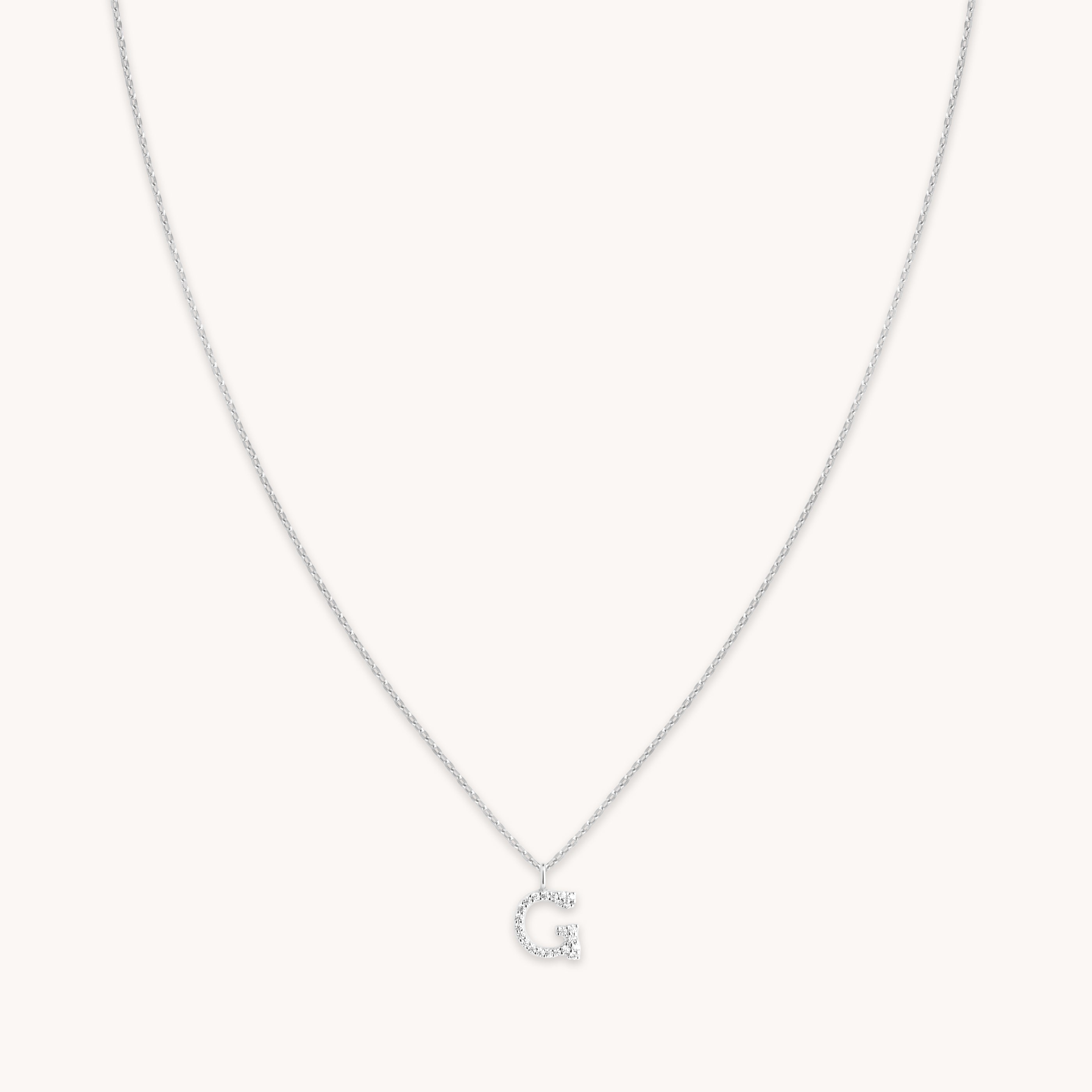 G Initial Pavé Pendant Necklace in Silver